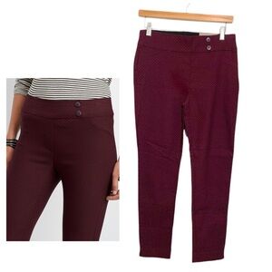 Maurice’s Burgundy Textured Stretch Skinny Ankle Pants Small Petite NWT Pull On
